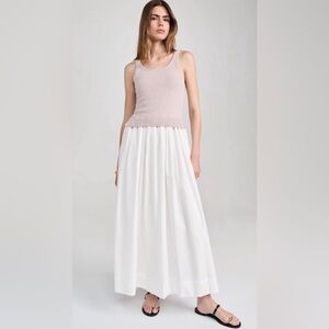 Line & Dot Cream Maxi Dress with Tan Top